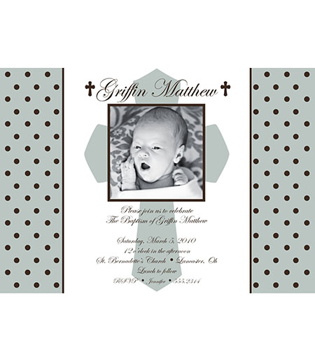 Holy Cross and Polka Dots Religious Baptism or First Communion Printable Invitation - Blue